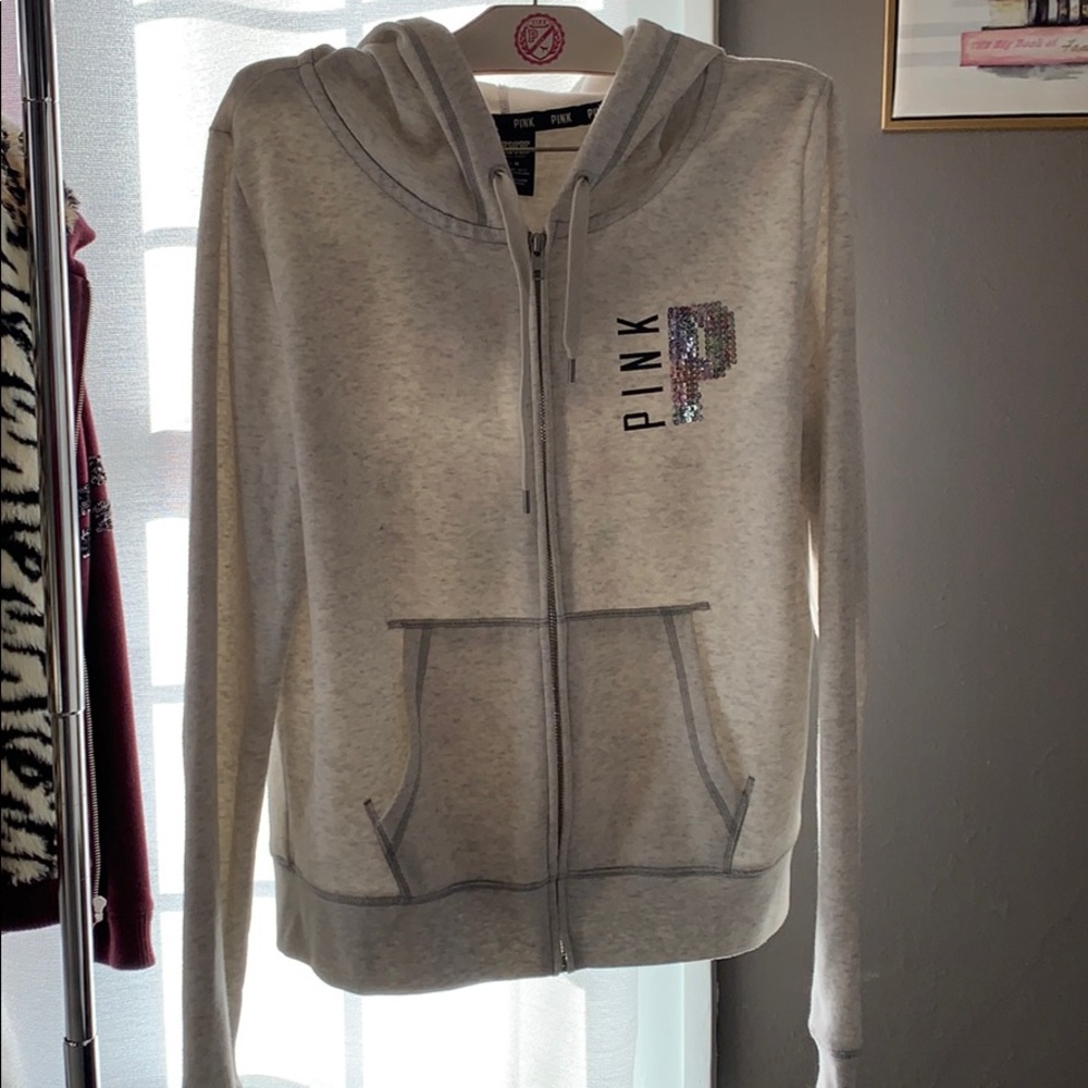 PINK VS Rainbow Sequin Zip Up Hoodie